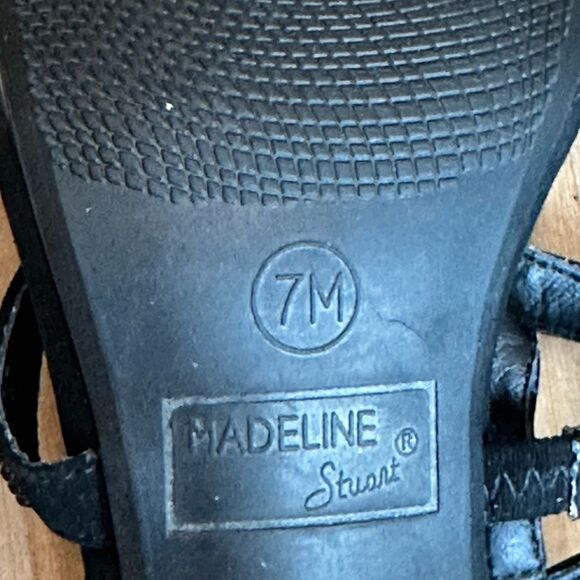 EUC Madeline Stuart 4" Black Strappy Beaded/Gem Heel-Sandal Size 7M - Picture 8 of 16
